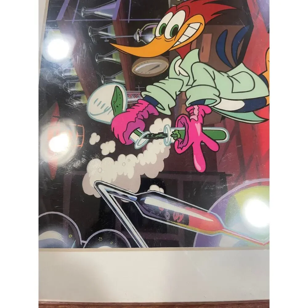 Woody Woodpecker wood framed animation art print lab scene cartoon wall decor